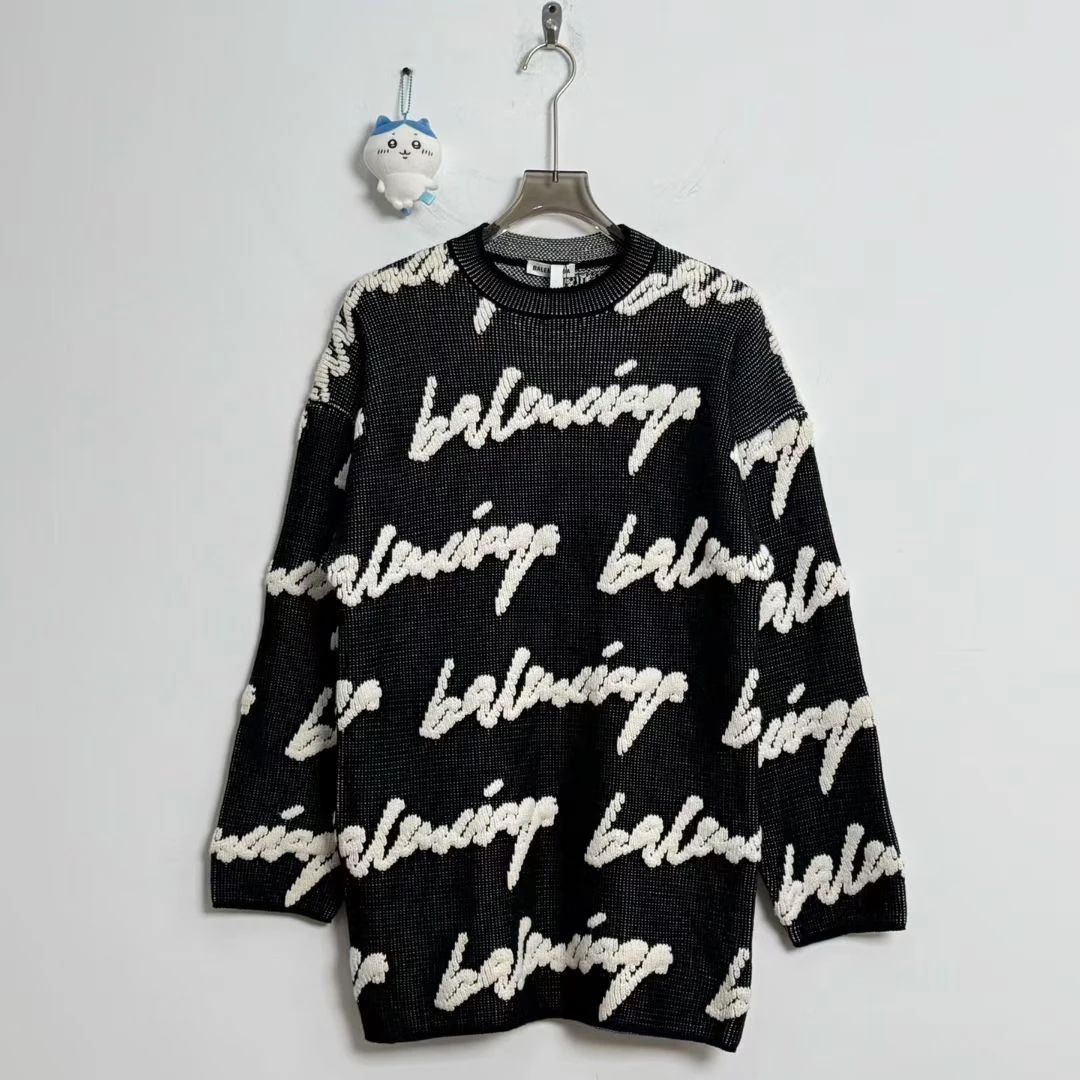 99新 Balenciaga/巴黎世家 黑白弹幕logo针织衫 XS码