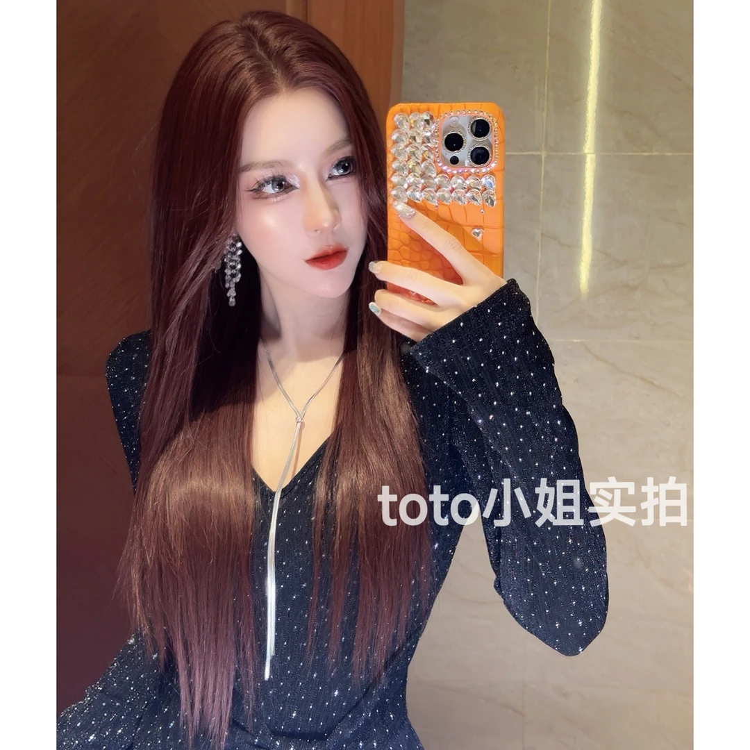 【美拉德】红棕八字刘海·免发网免贴胶半蕾丝假发进口丝超自然假发