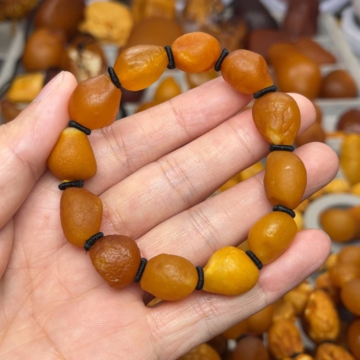 琥珀未镶嵌裸石天然蜜蜡手串