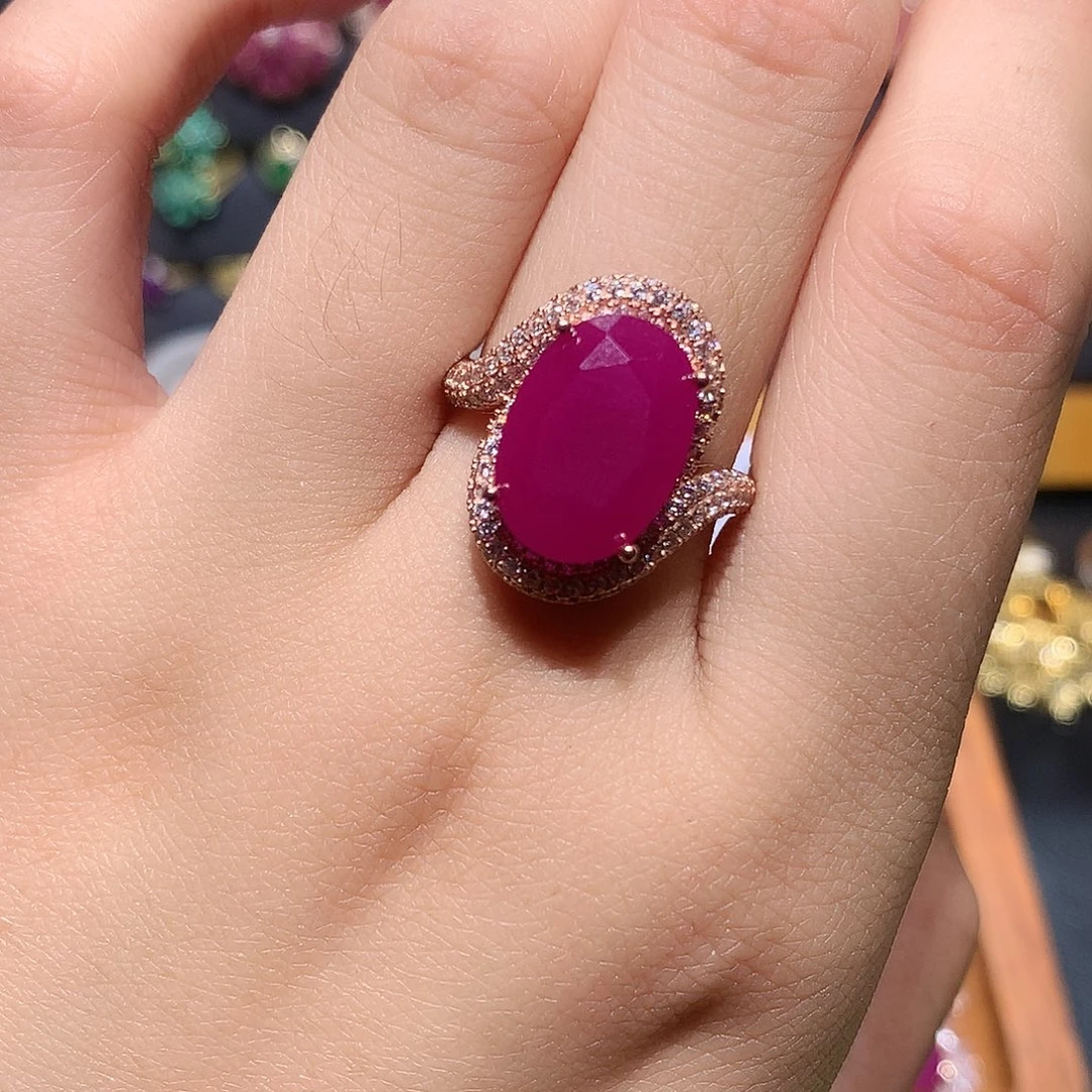 红宝石银S925镶嵌戒指