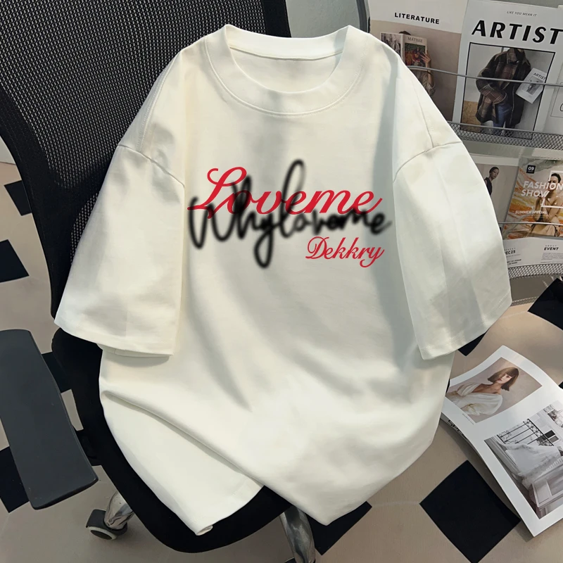 jtrt美式复古设计感字母印花纯棉短袖T恤男女夏宽松休闲百搭体恤