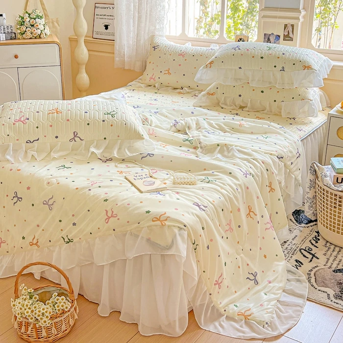 博本凉席夏天专用四件套夏凉被冰丝凉席折叠式床裙式床裙款乳胶席