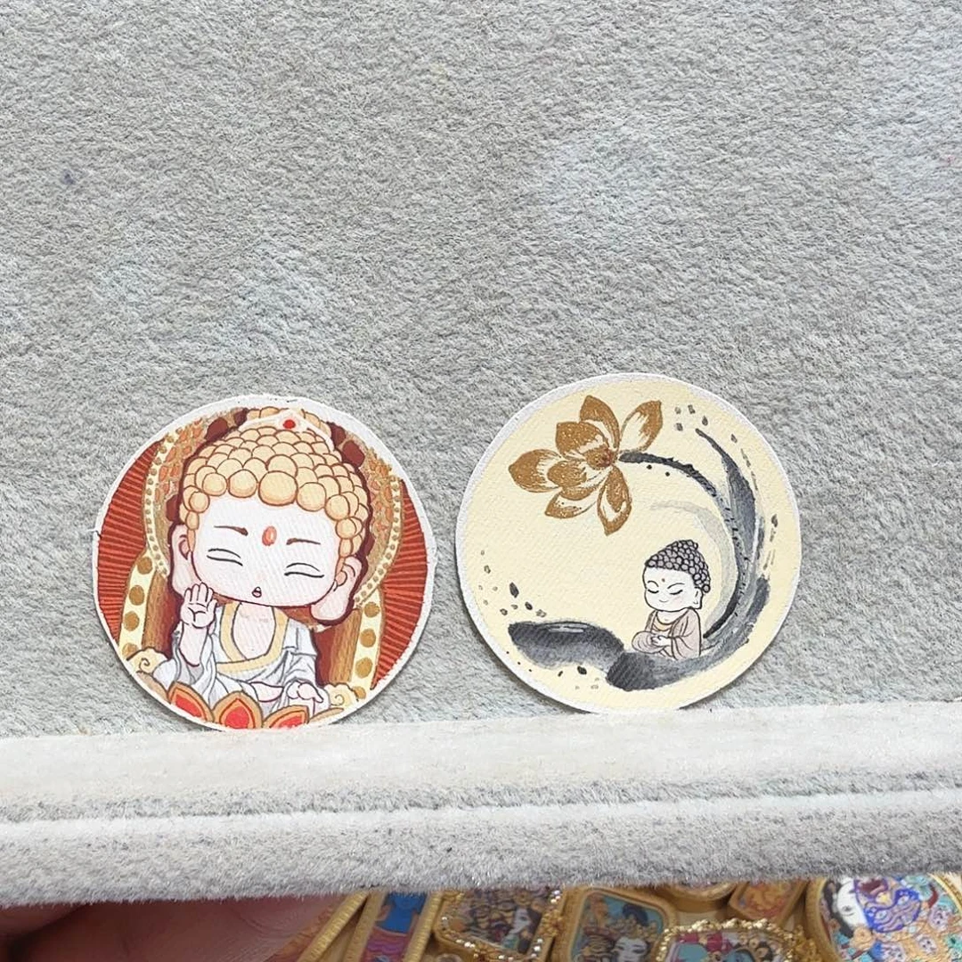 静***然吊坠纯手绘3.5释迦牟尼佛~两尊卡心