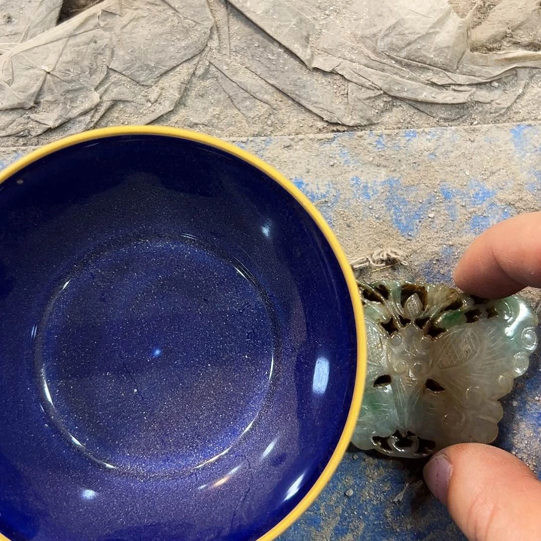 瓷片闲**鹤五大名窑瓷器摆件瓷片