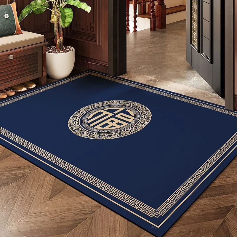 中式蓝色地垫入户门垫硅藻泥进门口吸水防滑家用垫地垫自由裁剪