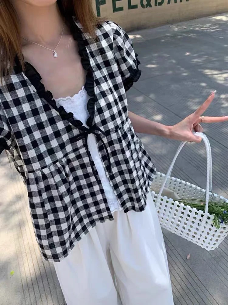 【羽奢时尚】韩系小众上衣女夏季薄款小衫集合链接