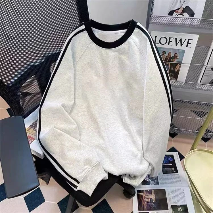 【B401-411】美式长袖圆领卫衣2025秋冬新款慵懒风宽松显瘦百搭上衣