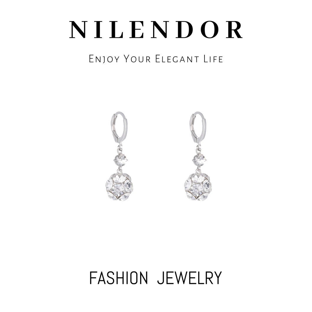 铜合金合成锆石耳饰 ES-143轻奢高级感锆石球形爆款小众设计耳饰