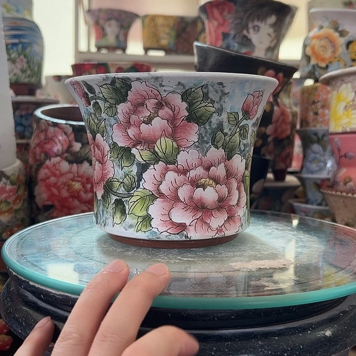 景德镇手绘花盆满38包邮偏远地区除外