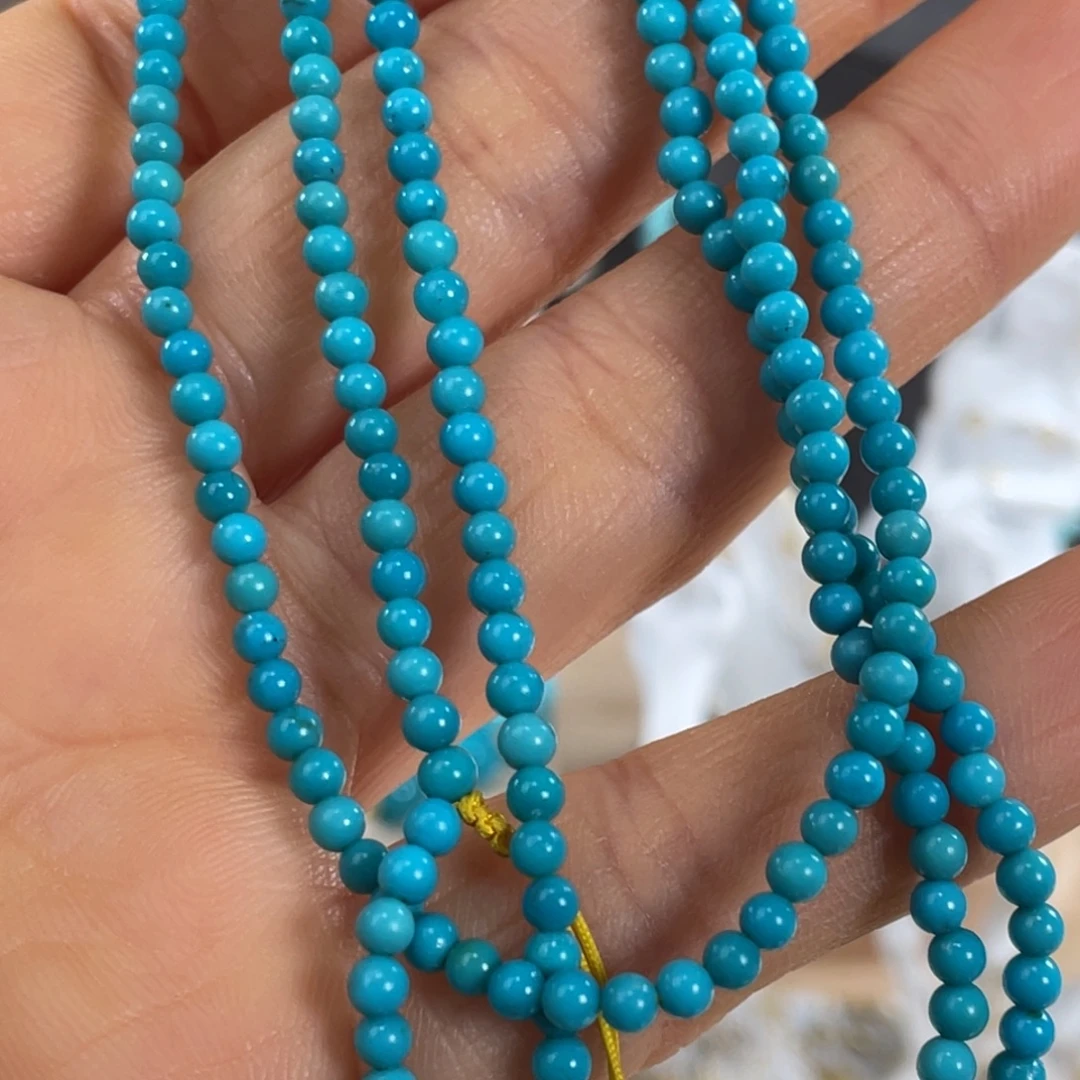 绿松石未镶嵌套链玉化蓝米珠链