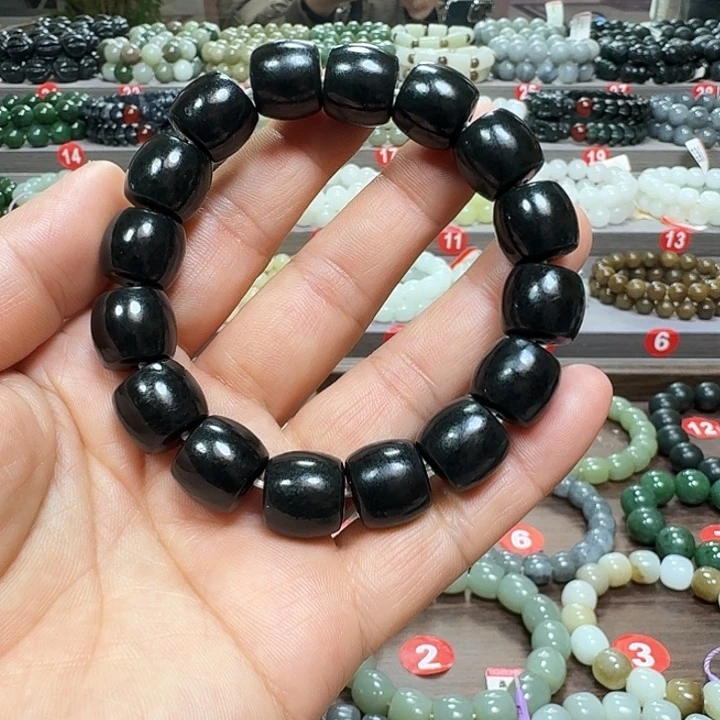 未镶嵌手链和田玉新疆黑青直切卡14