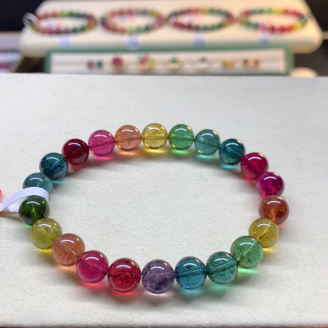 未镶嵌手串碧玺彩虹色标8.8mm