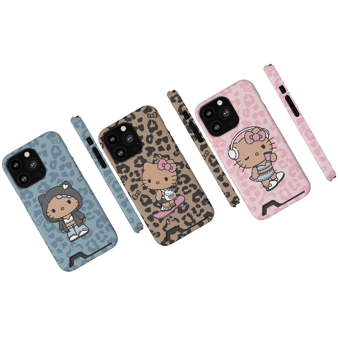 插卡韩国进口菲林 | 黑皮豹纹凯蒂 Kitty iPhone手机壳