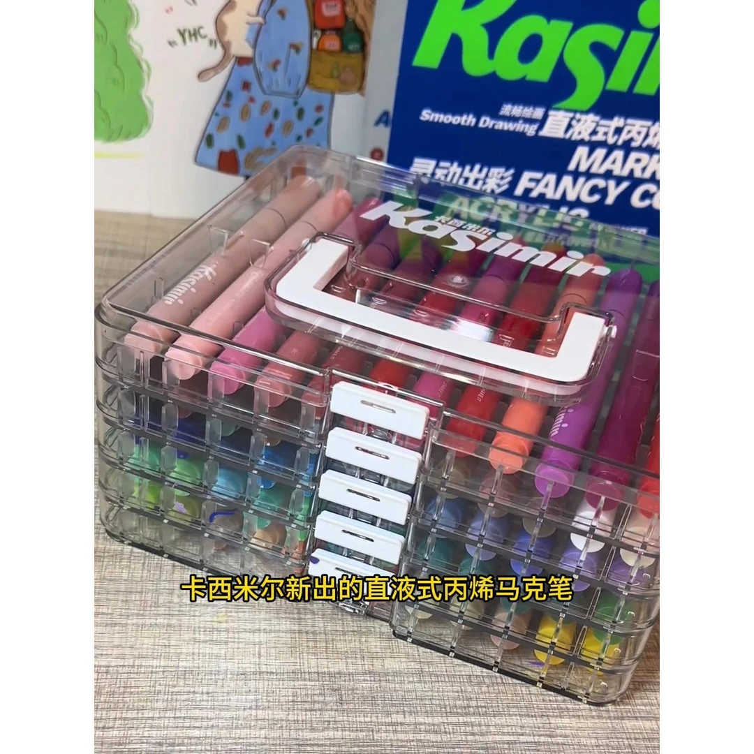 卡西米尔直液式丙烯马克笔软头小学生专用不透色可叠色儿童可水洗