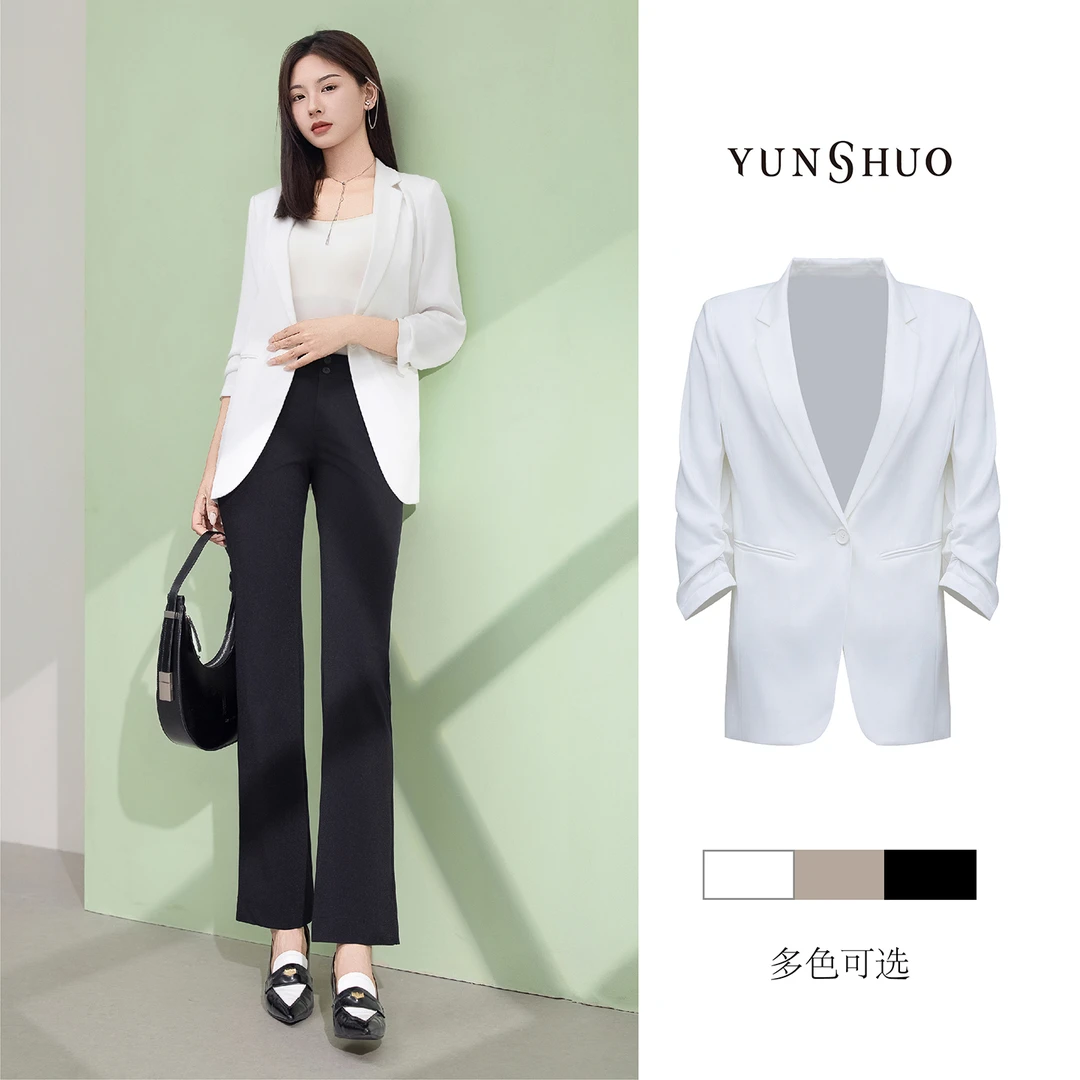 允硕夏季新款气质商务百搭气质质感西装上衣显瘦445075