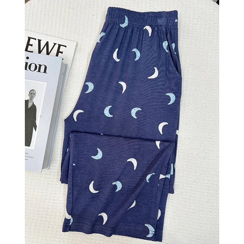 【星月】巨好看的印花莫代尔夏季女睡裤宽松居家裤八分裤时尚百搭