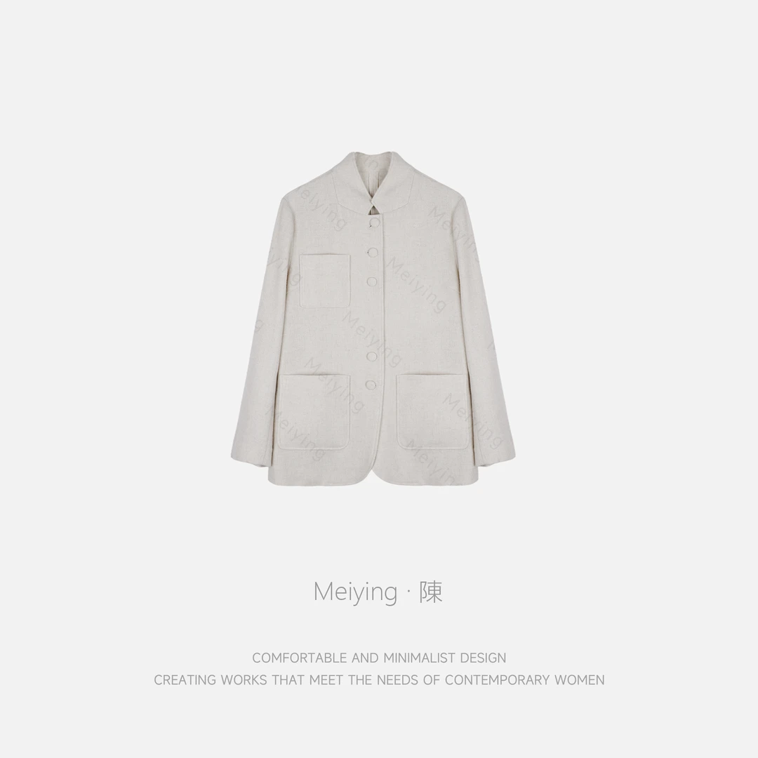 Meiying-翻领百搭白云感100山羊绒毛呢大衣YA5DD015