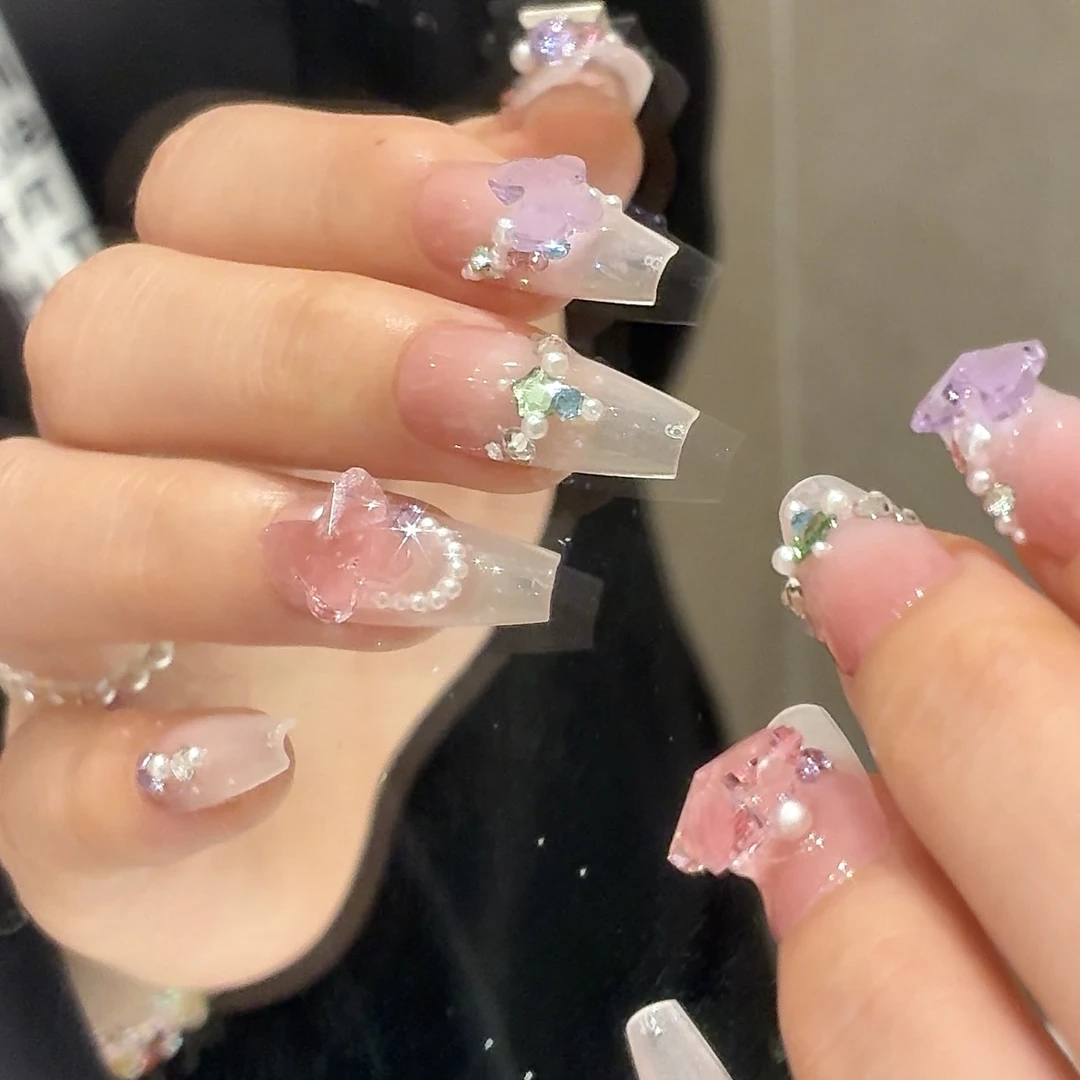 郭小双穿戴甲【粉星蝶】全华版手工穿戴甲10片盒装-H30869