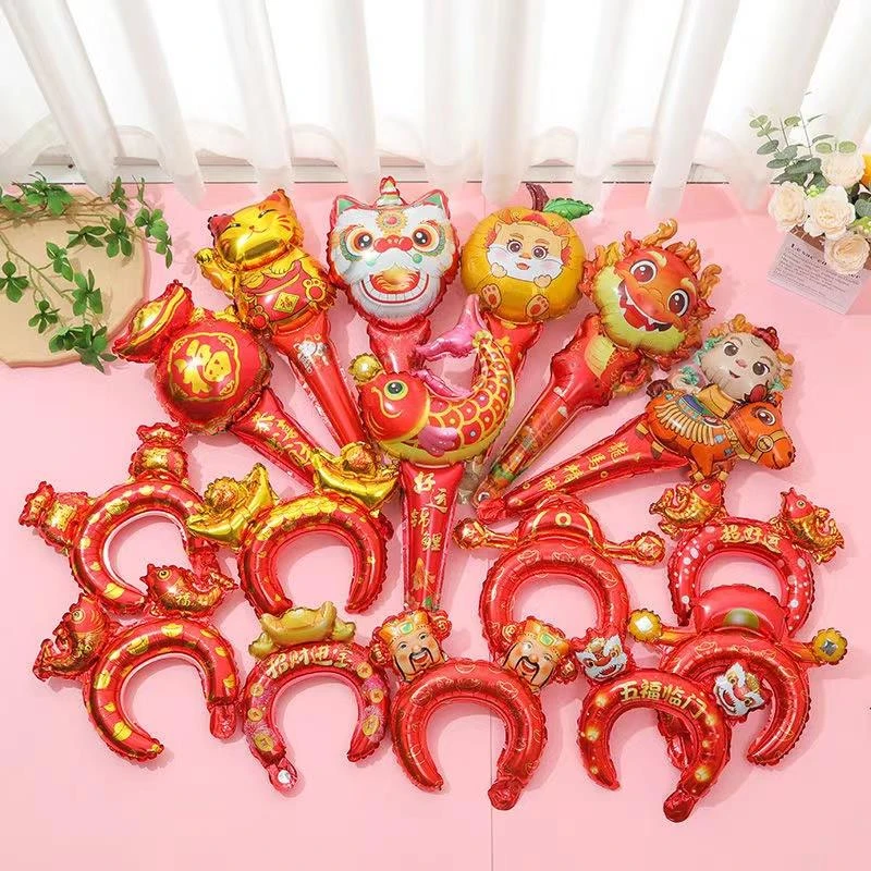 新年元旦春节手持棒气球头箍儿童卡通玩具幼儿园装饰小礼品