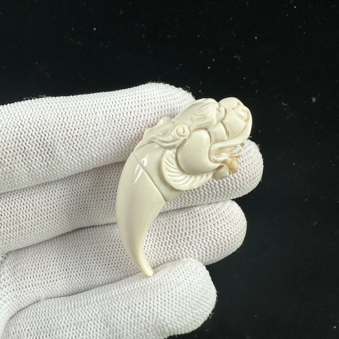 H1504天然猛犸牙雕刻龙 牙尖 14*49mm支持鉴定 假一罚四