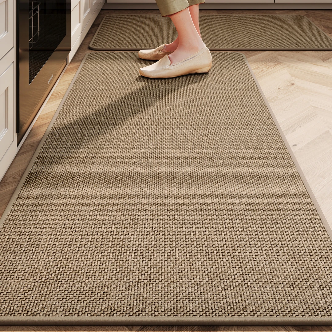 亚麻编织高级感厨房地垫吸水吸油防滑家用耐脏耐磨长条脚垫可定制