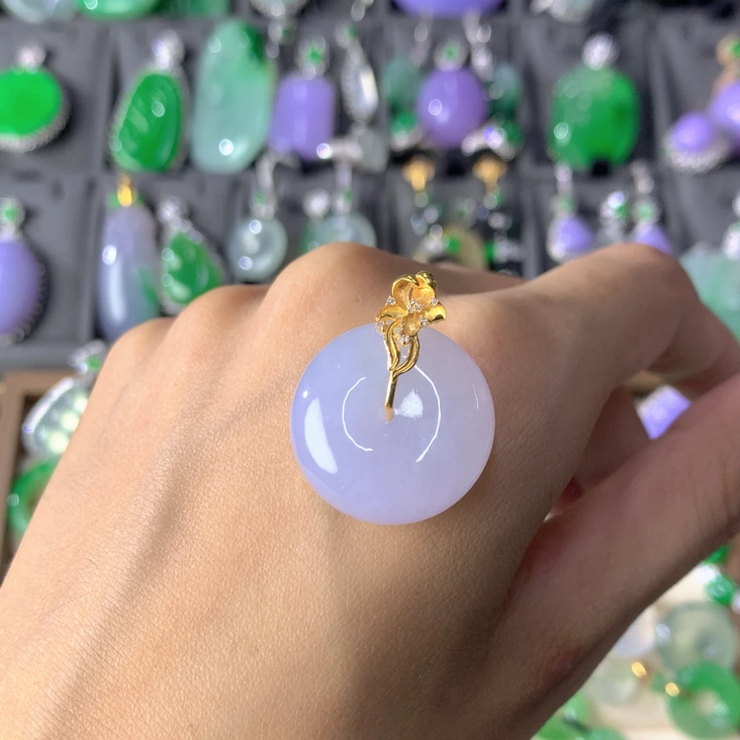 翡翠18K金镶嵌吊坠(不含链)