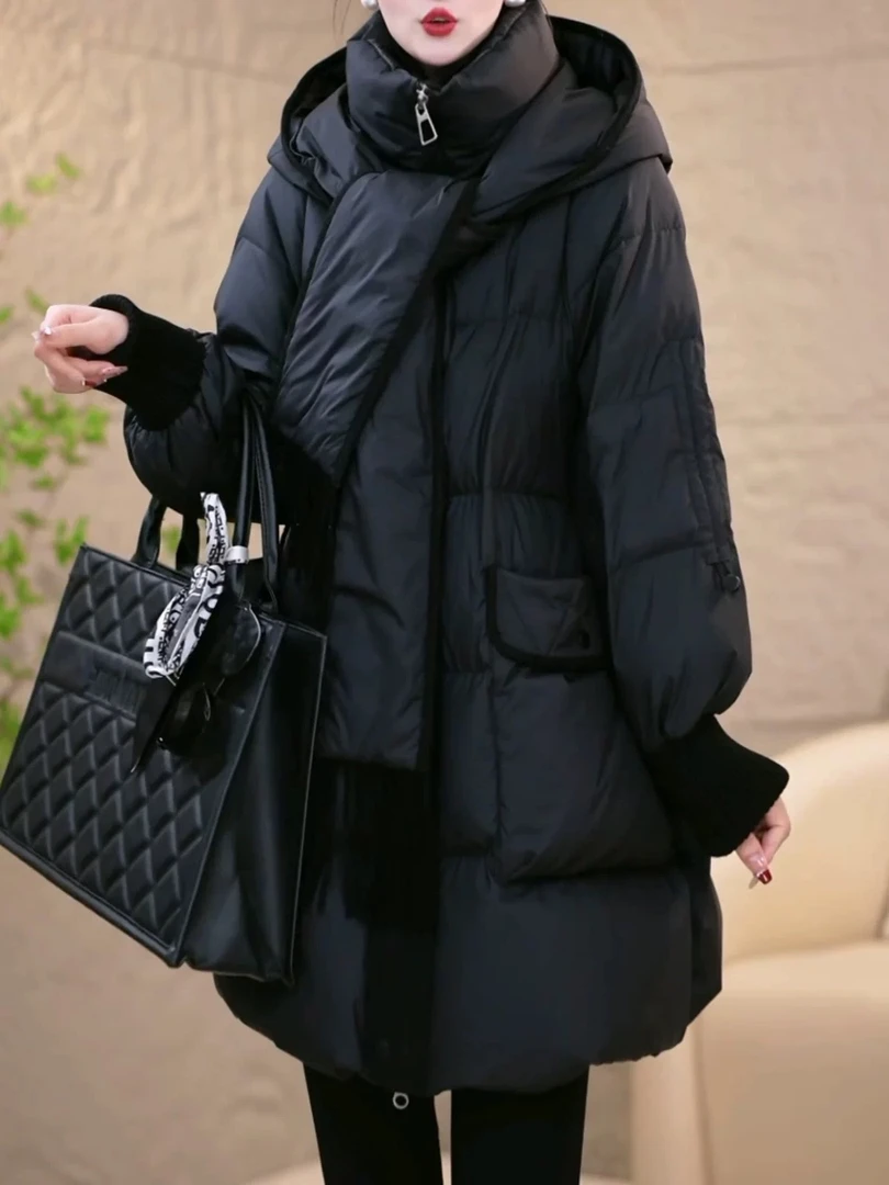 冬季新款优雅时尚百搭气质显瘦减龄休闲棉服加厚保暖中长款0197