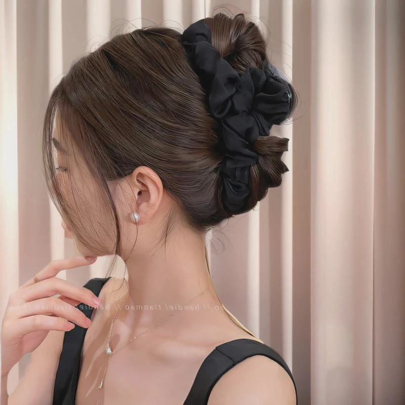 【海德乐饰品】褶皱抓夹！女后脑勺气质盘发抓夹大号鲨鱼夹高级感