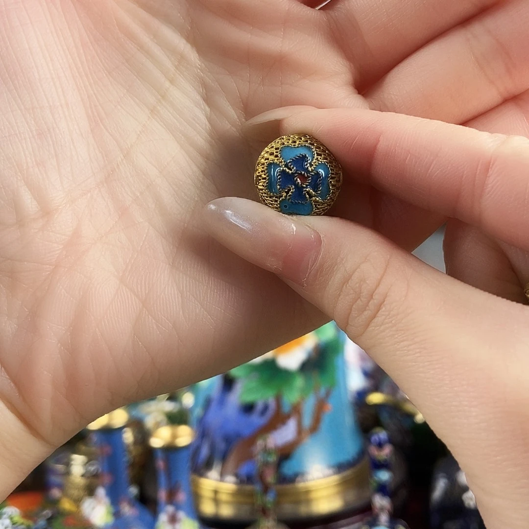 錦***钰铜蓝花花丝镶嵌吊坠