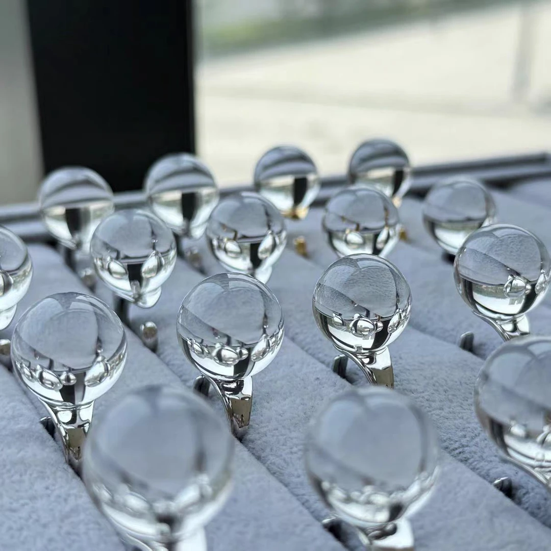 天然白水晶赵露思同款开口戒指时尚气质男女同款