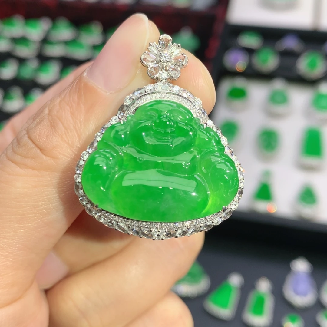 翡翠18K金镶嵌吊坠(不含链)