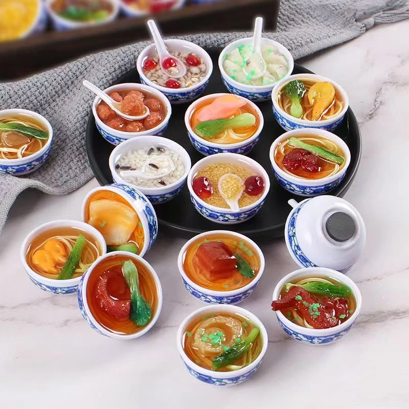 仿真大白碗甜汤碗面条碗冰箱贴青花瓷碗小碗菜食玩对对碰