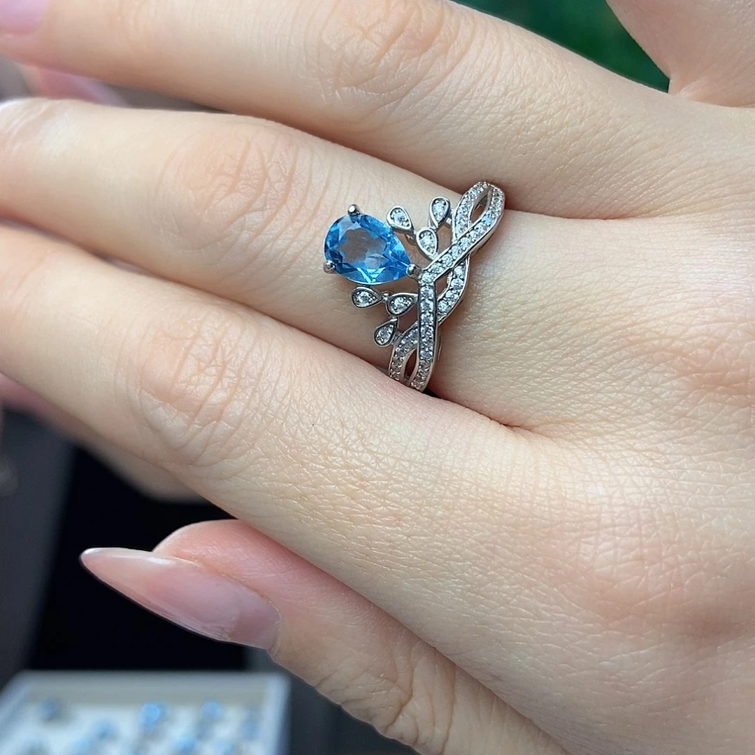 托帕石戒指银S925镶嵌