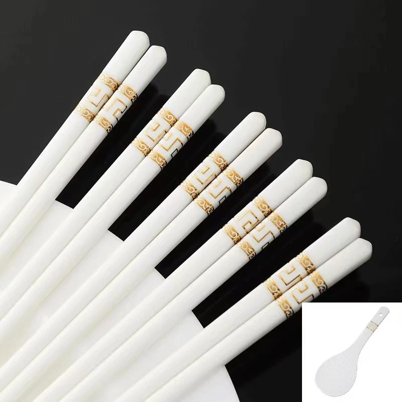 金如意陶瓷筷子10双送陶瓷饭铲家用易清洁破损丢件联系客服补发