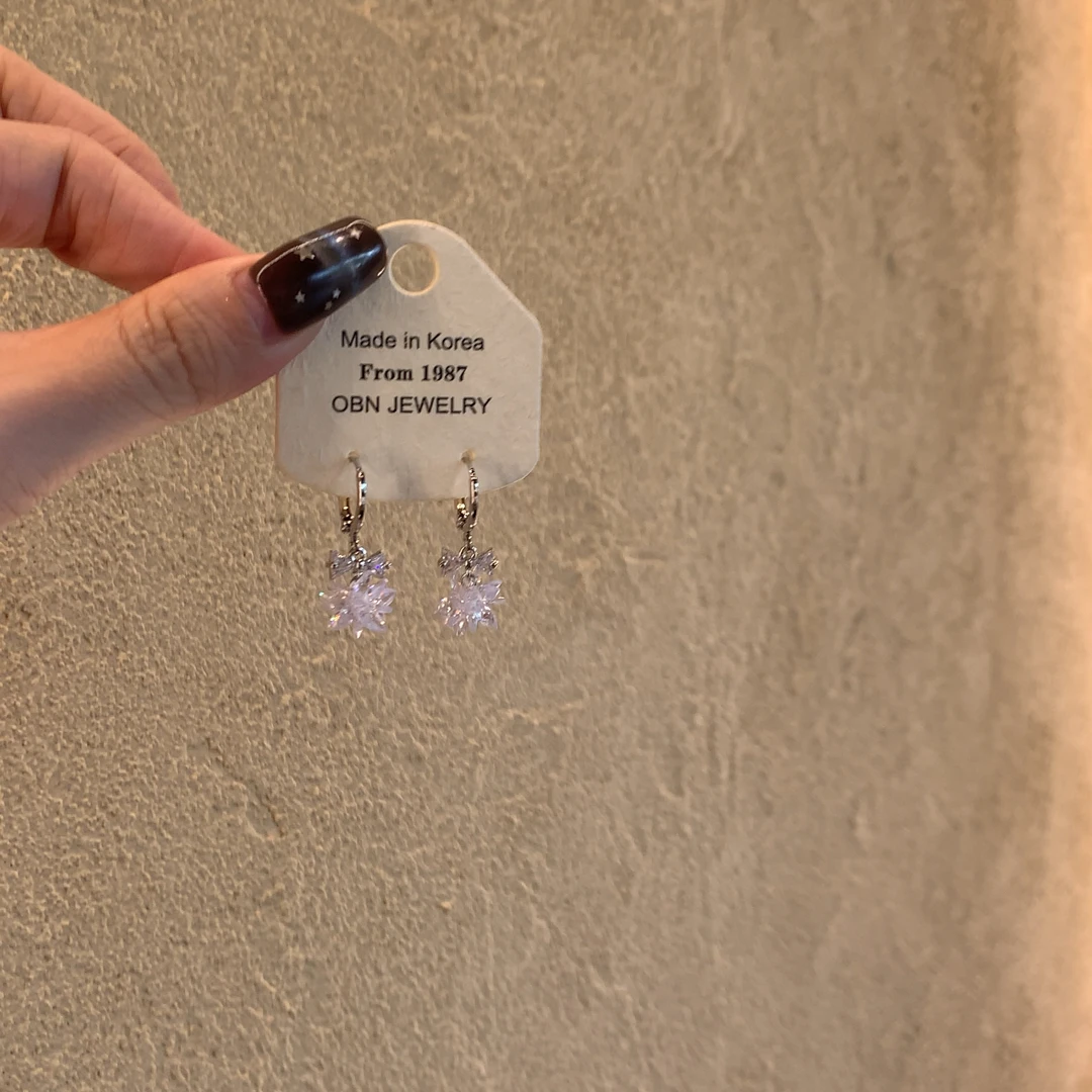 合金锆石耳饰 韩系蝴蝶结冰晶花朵耳扣清冷感绝美百搭日常耳饰