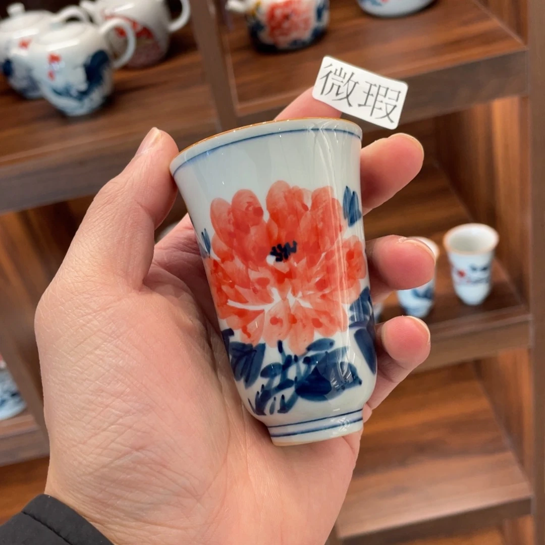 釉下手绘茶具微瑕