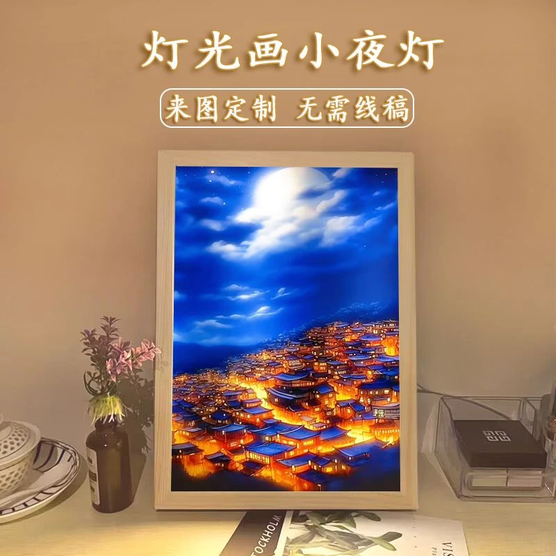 灯光画万家灯火2023款治愈系夜光画壁画灯生日礼物定制小夜灯礼品