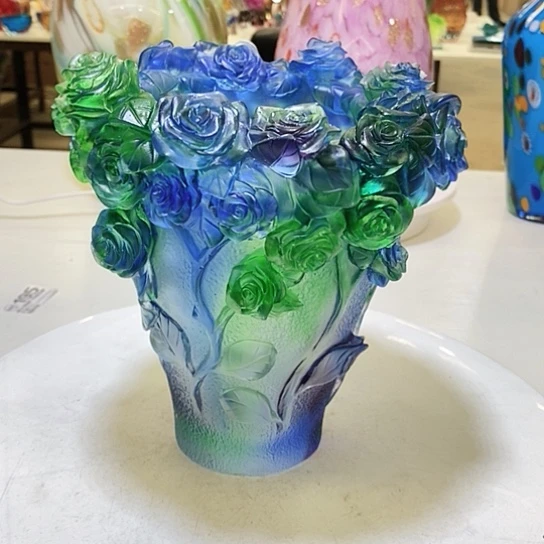 古法琉璃花瓶高20厘米口径10厘米