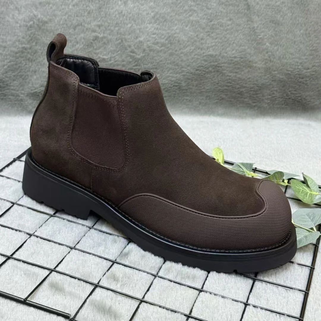 D99男鞋冬季加绒保暖高帮百搭舒适休闲皮鞋时尚潮流复古短靴耐磨