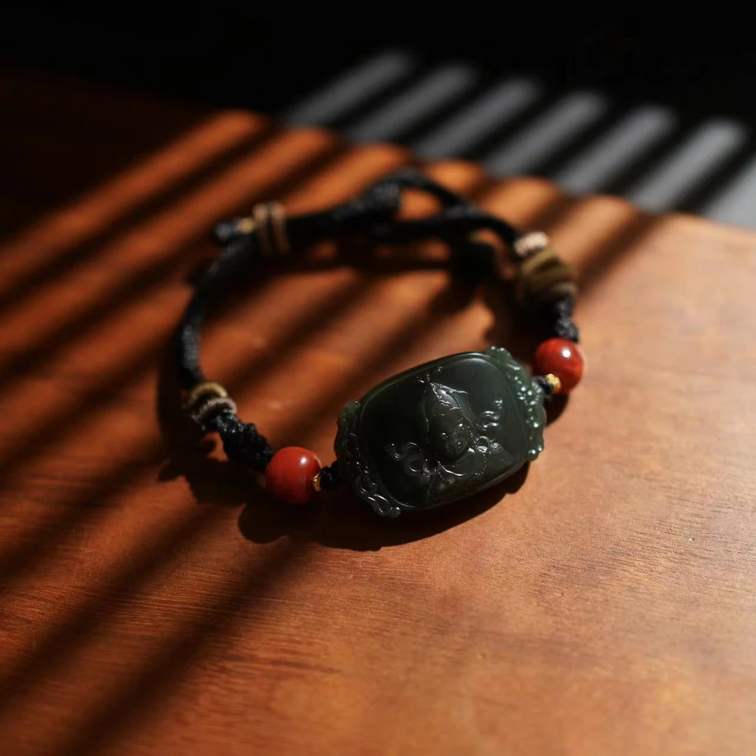 【两米·九紫之门-双子星·莲花净道】和田玉手饰手牌HTY-SS530戴左手