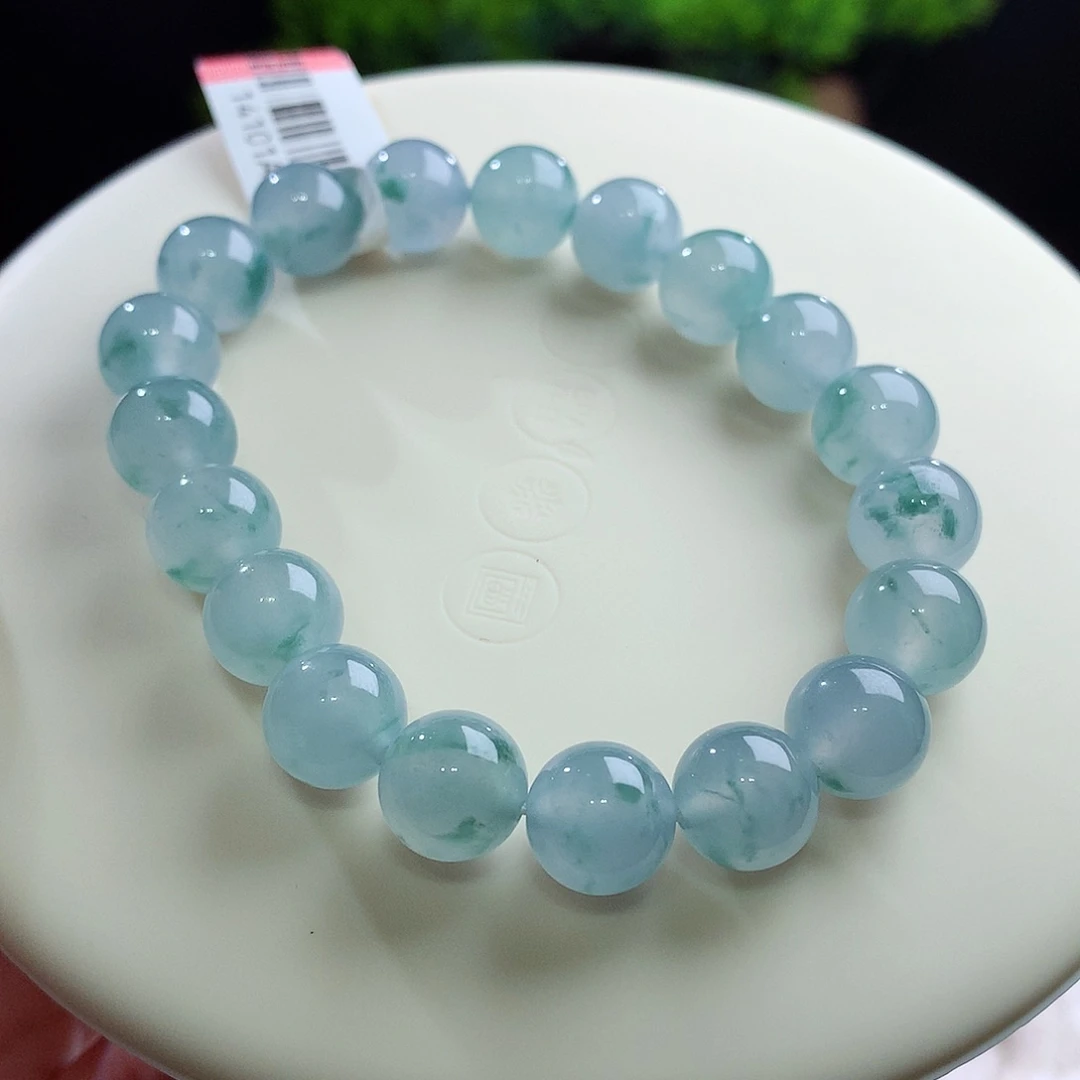 未镶嵌手串翡翠正冰蓝钢飘蓝花 卡10mm