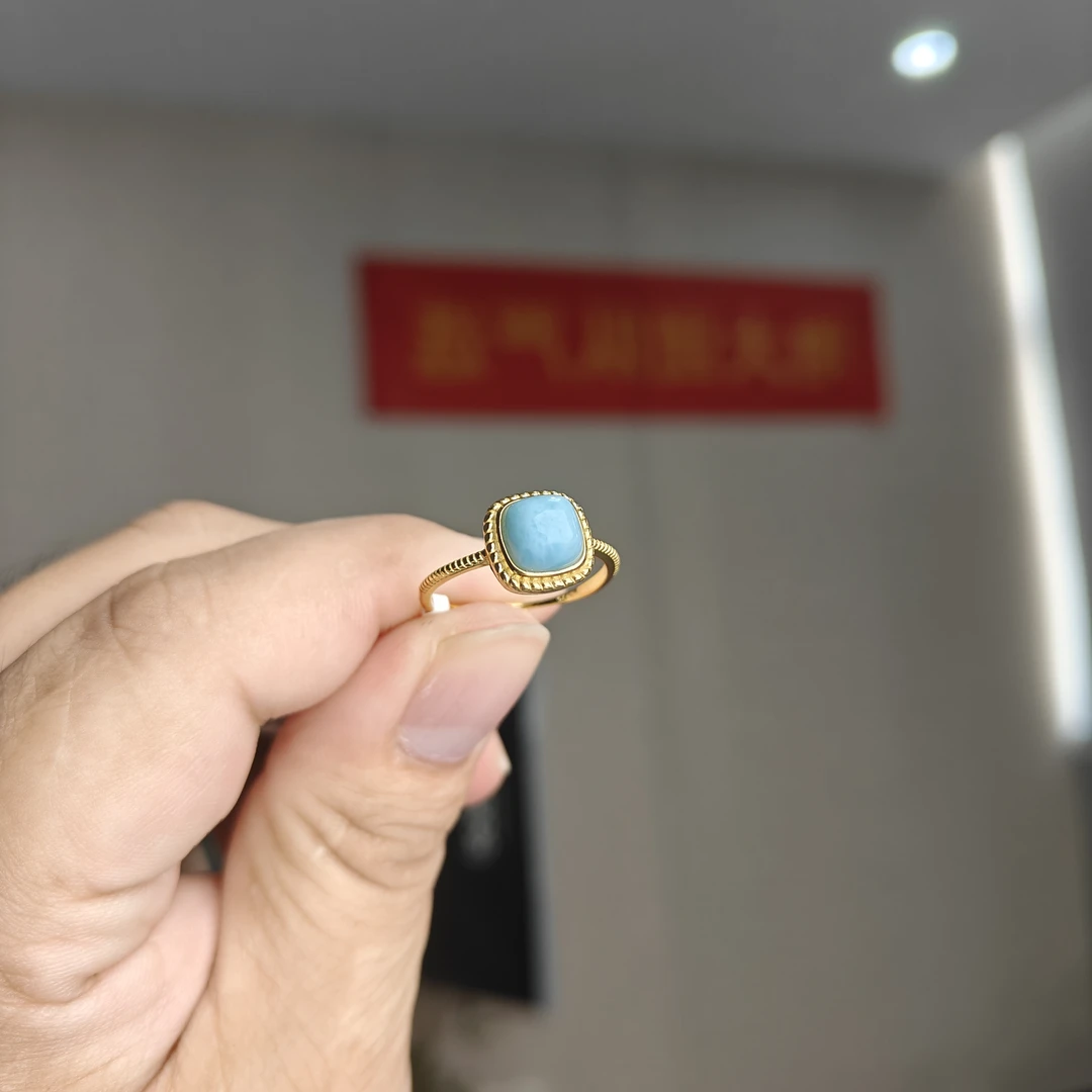 约7mm海纹石S925银戒指