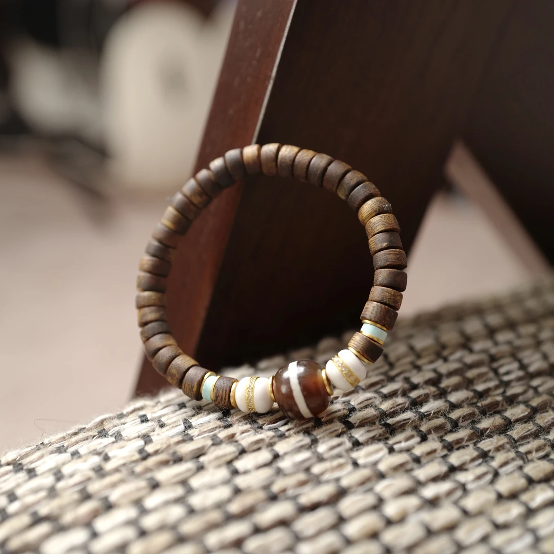 沉香一线天沉香片片珠单圈