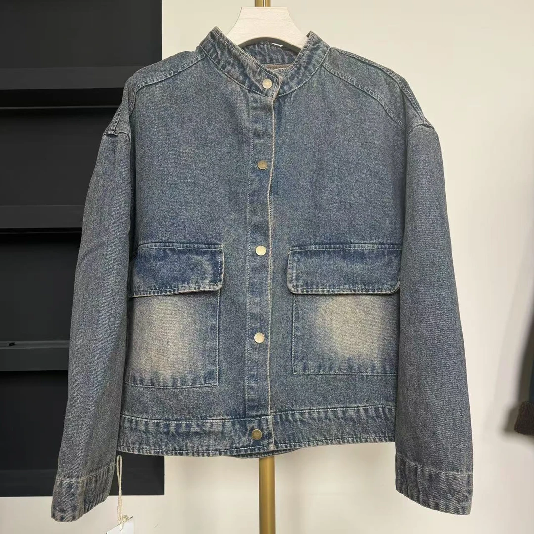 新款春秋款蓝色牛仔外套女装宽松上衣休闲开衫17054