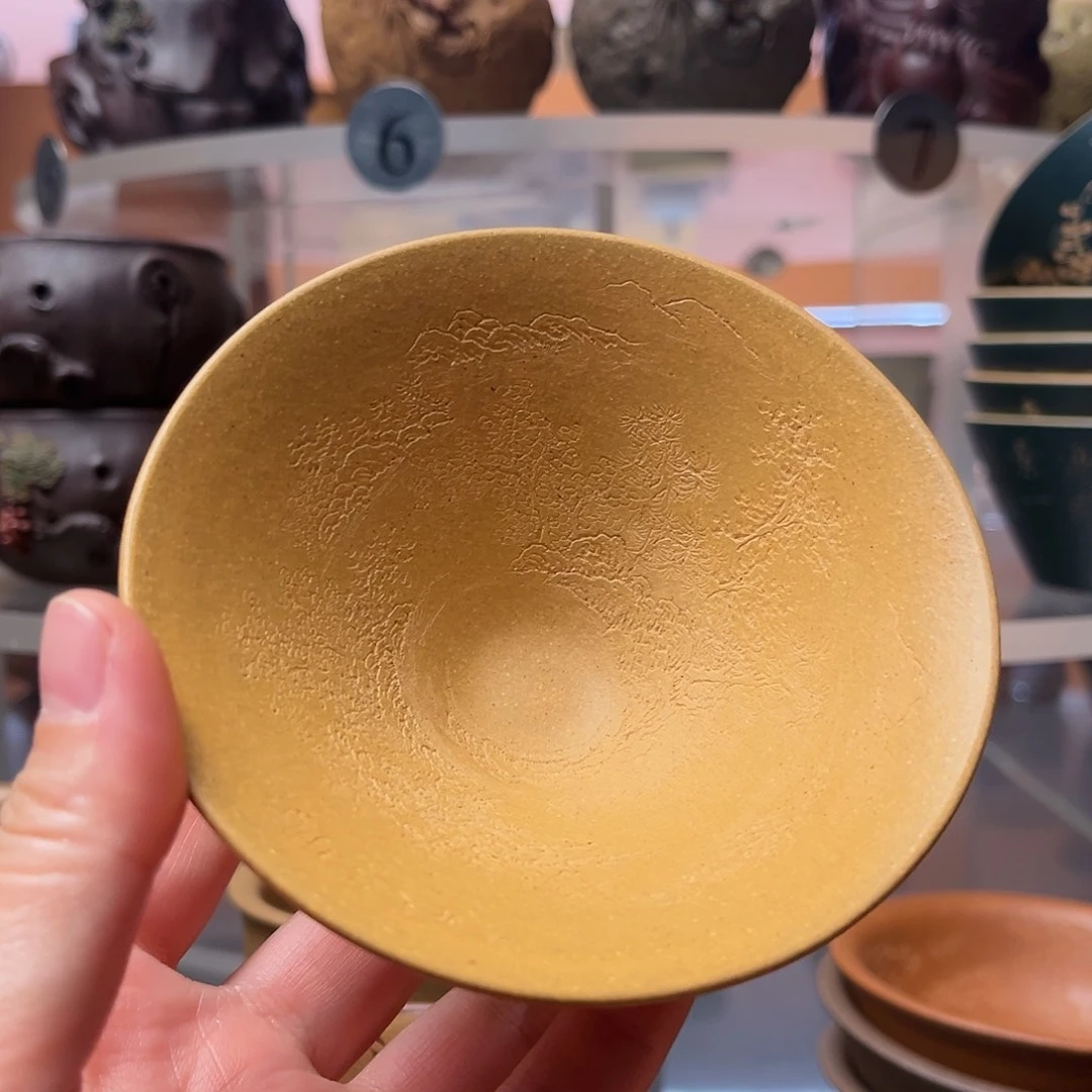 茶杯紫砂100毫升 黄金段泥斗笠