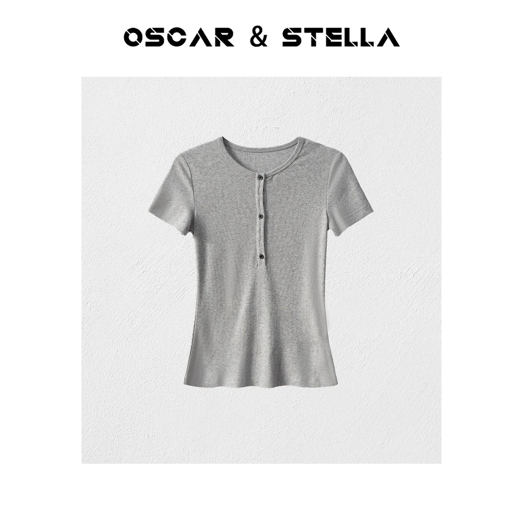 OSCAR&STELLA2025【灰烬】早春新款圆领修身短袖T恤 269-5300