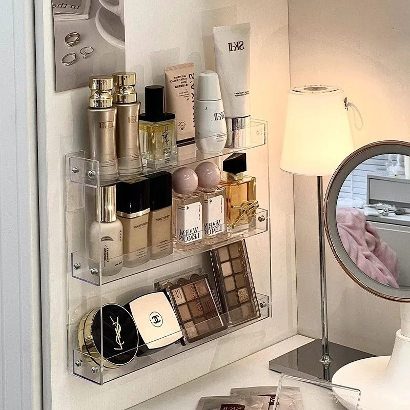 壁挂亚克力化妆品置物架多层梳妆台收纳架化妆品收纳架墙上置物架