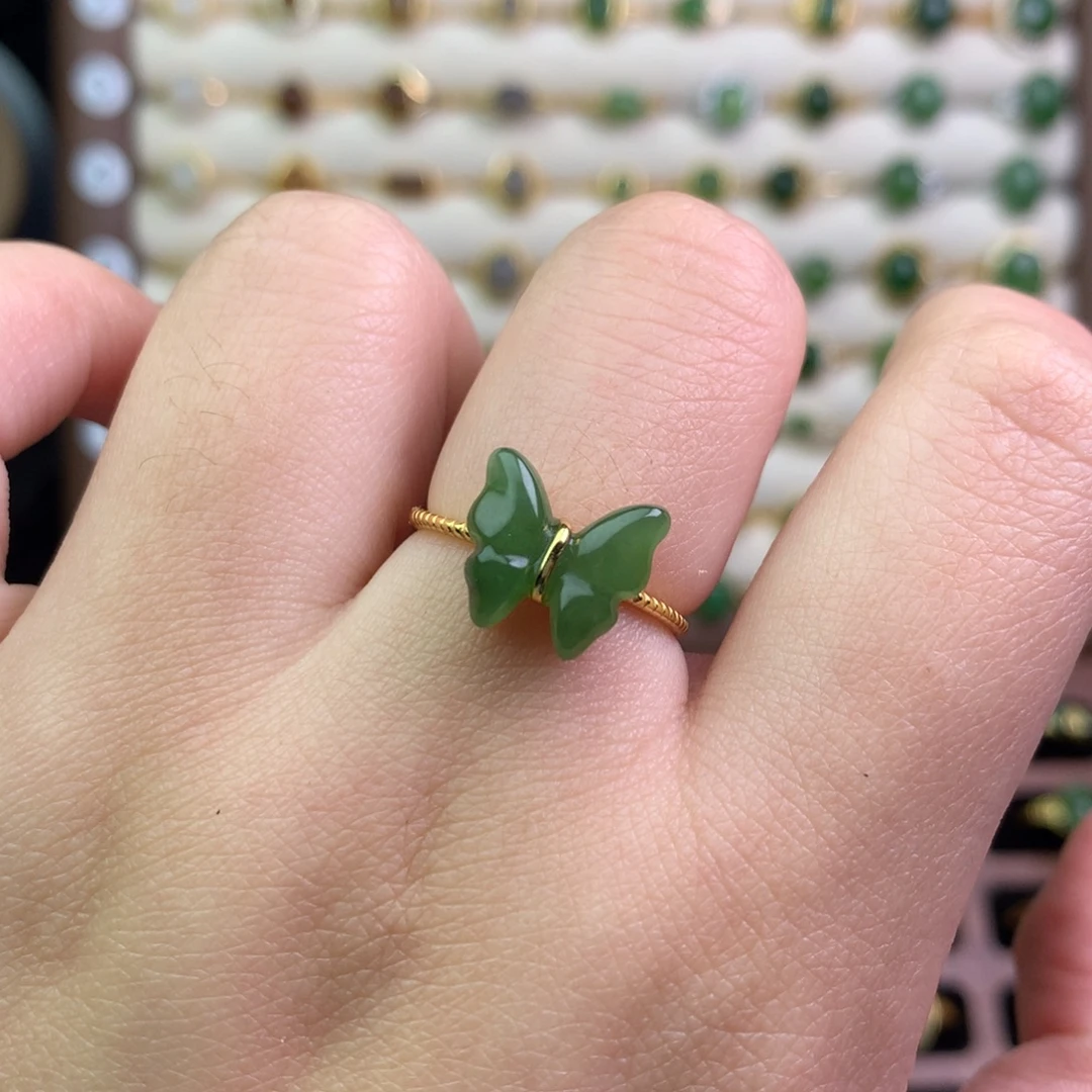 和田玉银S925镶嵌戒指