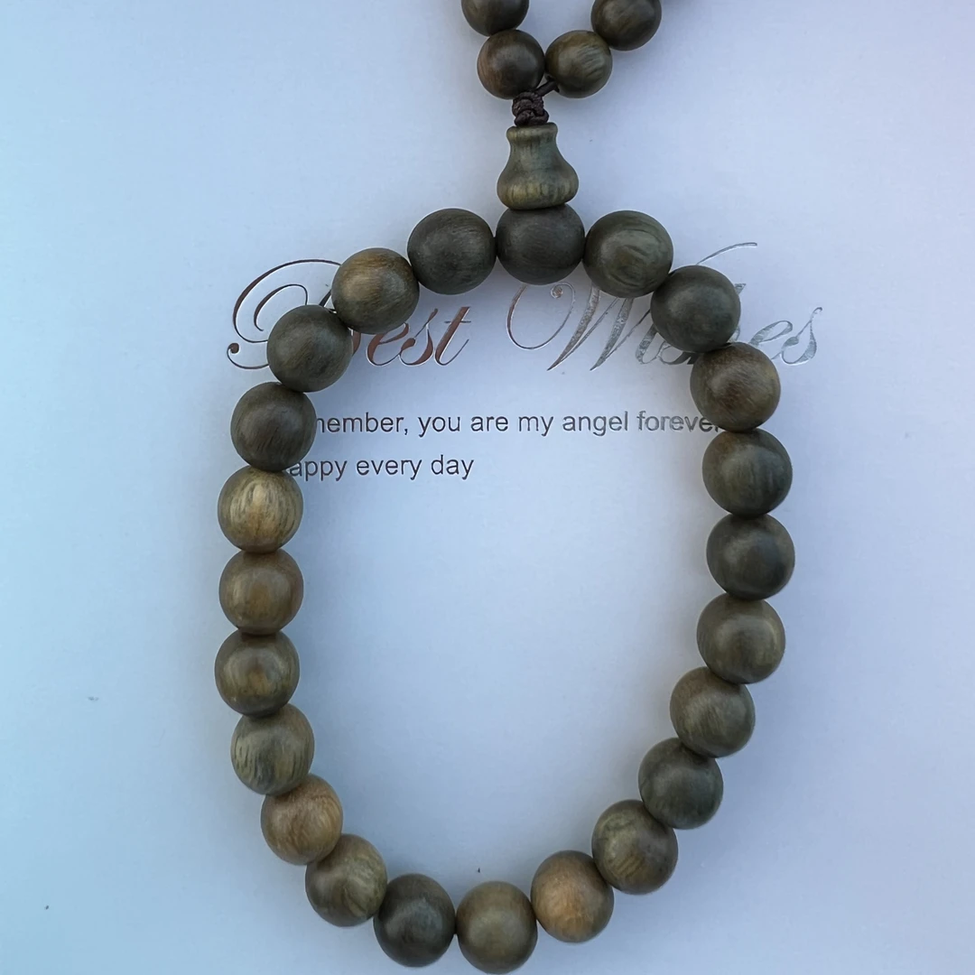 绿檀手串男女通用越盘越靓卡8