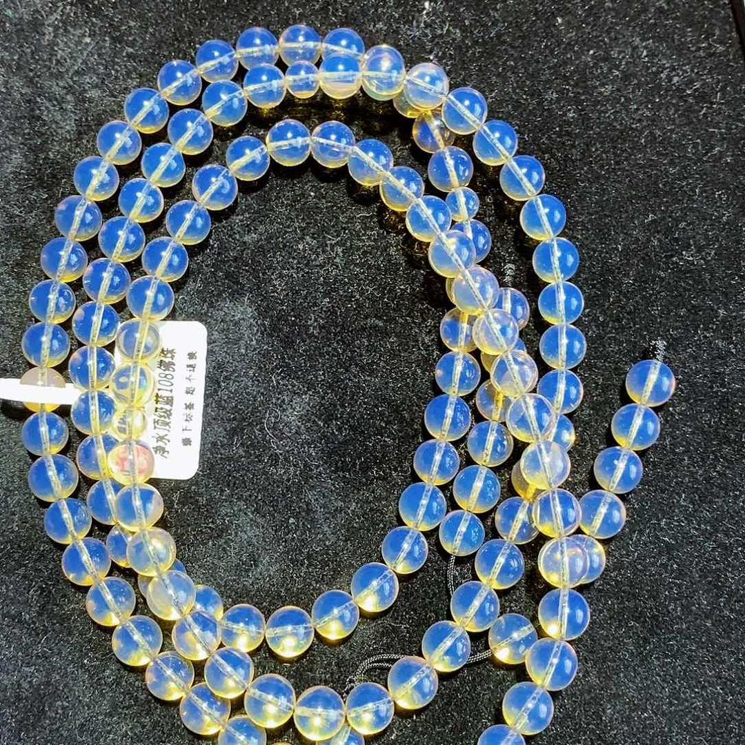 蓝珀未镶嵌珠宝奇石7MM佛珠S级